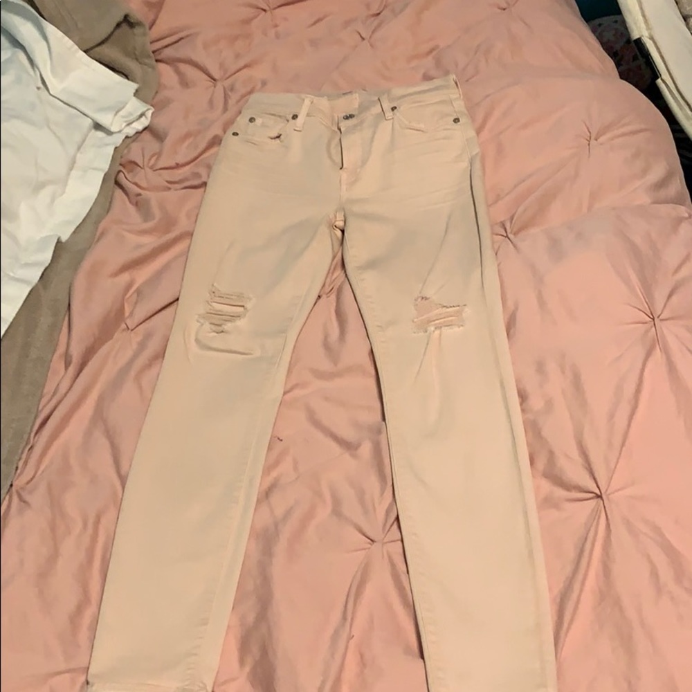 7 For All Mankind Pink Jeans Ankle Skinny